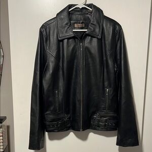 Women's Black Leather Jacket by i.e.